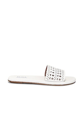 ALAÃA Perforated Flat Sandal in Blanc Casse - White. Size 40 (also in 37).
