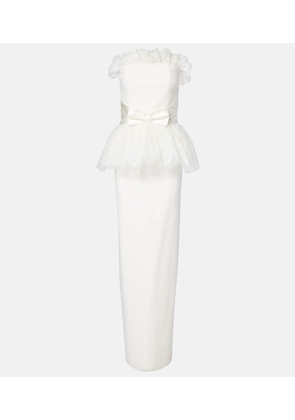 Alessandra Rich Peplum lace-trimmed cady bustier gown