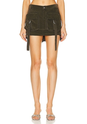 Blumarine Cargo Mini Skirt in Dark Olive - Olive. Size 38 (also in 36, 40, 42).