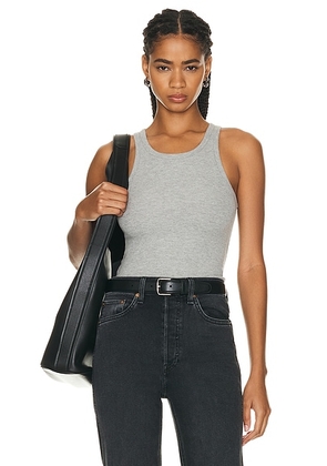 Eterne High Neck Fitted Tank Top in Heather Grey - Grey. Size M (also in L, XL).