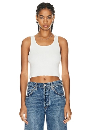 Eterne Cropped Scoop Neck Tank Top in Ivory - Ivory. Size L (also in M, S, XL, XS).