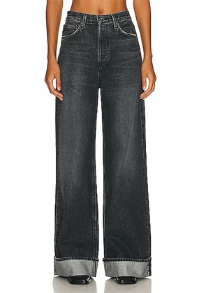 AGOLDE Dame High Rise Wide Leg Jeans in Ditch - Black. Size 33 (also in 32).