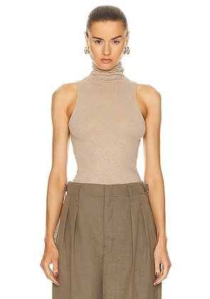 Enza Costa Cashmere Halter Turtleneck Top in Khaki - Beige. Size M (also in L, XL).