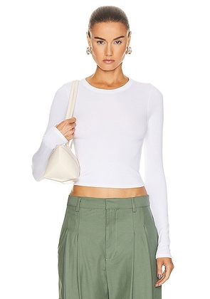 Enza Costa Silk Knit Long Sleeve Tuck Top in White - White. Size M (also in L, S, XL).