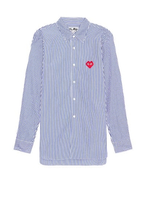 COMME des GARCONS PLAY Invader Stipe Shirt in Blue & White - Blue. Size XL (also in M).