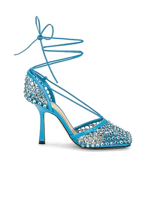 Bottega Veneta Stretch Lace Up Sandal in Pool - Blue. Size 37 (also in 36.5, 37.5, 38.5, 39.5, 40).