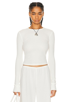 Eterne Long Sleeve Thermal Top in Ivory - Ivory. Size XL (also in L).