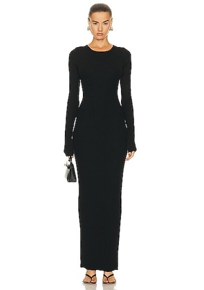 Eterne Long Sleeve Crewneck Maxi Dress in Black - Black & White. Size L (also in M, S, XL, XS).