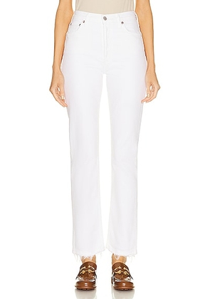 AGOLDE Riley Long High Rise Straight Jeans in Sour Cream - White. Size 32 (also in 33).