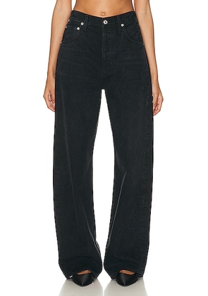 Citizens of Humanity Ayla Baggy Cuffed Crop Jeans in Voila - Black. Size 30 (also in 28, 34).