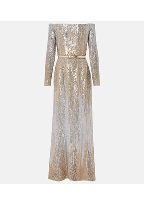 Elie Saab Sequined off-shoulder gown