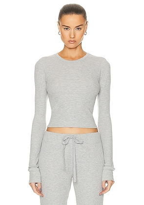 Eterne Long Sleeve Thermal Top in Heather Grey - Grey. Size M (also in L, S, XL, XS).