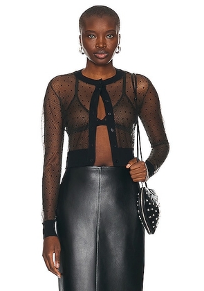 ALAÃA Sheer Cardigan in Black - Black. Size 36 (also in 34, 38, 40).