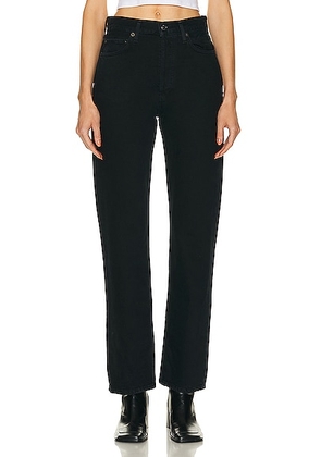 AGOLDE 90s Pinch Waist High Rise Straight Jeans in Crushed - Black. Size 23 (also in 25, 26, 27, 28, 29, 30, 31, 32, 33, 34).