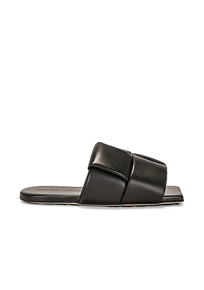 Bottega Veneta Patch Mule Flat Sandal in Black - Black. Size 37 (also in 36.5, 38, 38.5).