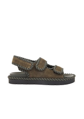 Bottega Veneta Jack Flat Sandal in Kaki - Olive. Size 37 (also in 36, 38, 39, 40, 41).