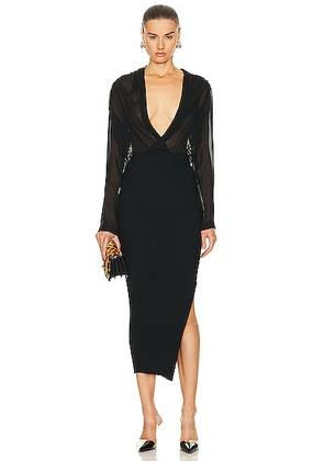 ALAÃA Long Sleeve Dress in Noir ALAÃA in Noir ALA?A - Black. Size 40 (also in 38, 42).