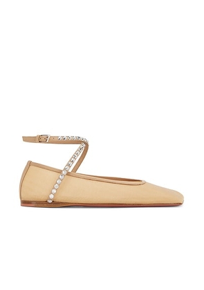 AMINA MUADDI Ane Mesh Crystal Flat in Latte & White - Tan. Size 38.5 (also in 36).