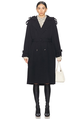 Bottega Veneta Wool Trench Coat in Midnight Blue - Navy. Size 34 (also in 36, 38).
