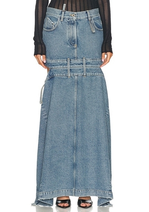 THE ATTICO Long Cut-out Skirt in Light Blue Denim - Denim-Medium. Size 25 (also in ).