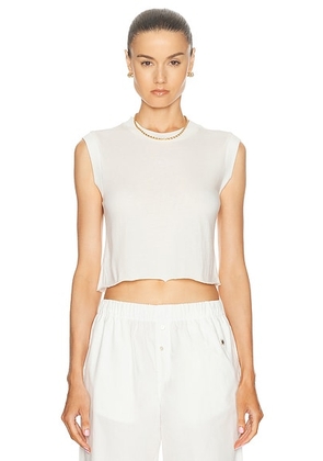 Eterne Cropped Muscle Tank Top in Ivory - Ivory. Size XL (also in L).