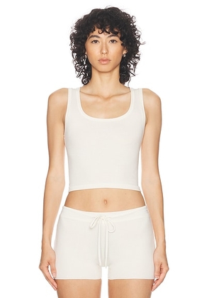 Eterne Square Neck Tank Top in Cream - Cream. Size XL (also in L, S).