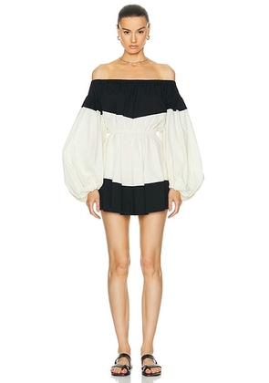 CAROLINE CONSTAS Marley Dress in Black & Off White - Cream. Size XS (also in S).