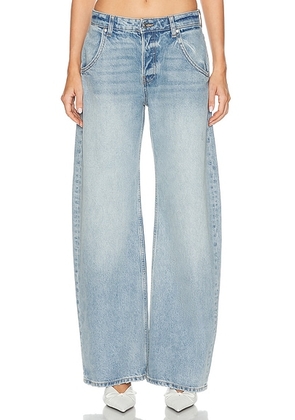 EB Denim Enzo Midrise Barrel Jeans in Laguna - Denim-Light. Size 30 (also in 23, 24, 31, 32).