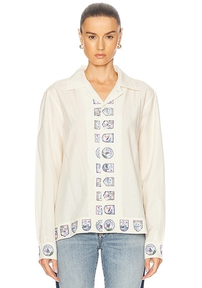 BODE Ski Season Long Sleeve Shirt in Ecru - Ivory. Size M (also in XS, L).
