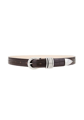 DEHANCHE Hollyhock Belt in Dark Chocolate Croc & Silver - Chocolate. Size M (also in L).