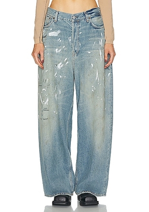 Acne Studios Baggy Wide Leg Jeans in Anthracite Grey - Blue,Grey. Size 40 (also in 42).