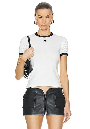 Courreges Reedition Contrast T-shirt in Heritage White & Black - Black. Size XS (also in ).