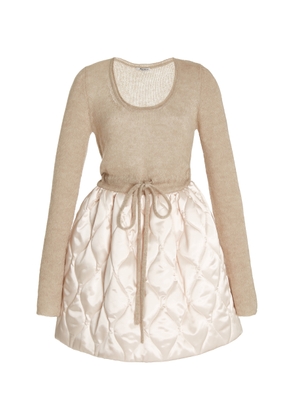 Miu Miu Quilted Nylon and Mohair-Blend Mini Dress - Moda Operandi