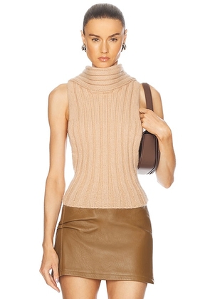 AREA Sleeveless Twisted Top in Light Beige - Beige. Size XL (also in L).