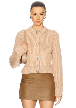 AREA Gemstone Button Cardigan in Light Beige - Beige. Size L (also in ).