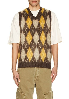 Beams Plus Argyle Vest Mohair in Brown - Brown. Size XL/1X (also in ).