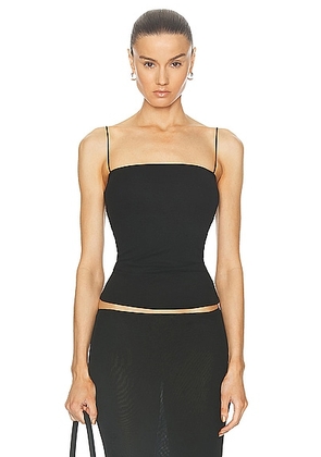 Enza Costa Supima Cotton Essential Strappy Tank Top in Black - Black. Size M (also in L, S, XL, XS).