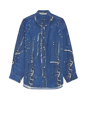 Acne Studios Long Sleeve Shirt in Navy Multi - Blue. Size 46 (also in 52).