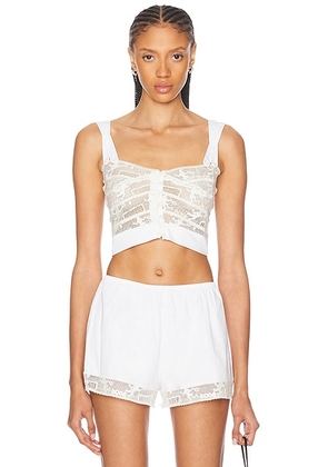 BODE Tennis Lace Tank Top in Cream - White. Size S (also in XS, L).