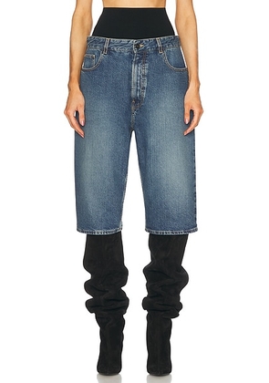 ALAÃA High Waisted Bermuda Short in Blue Vintage - Blue. Size 38 (also in 34, 42).