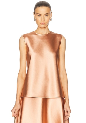 Carolina Herrera Sleeveless Belted Top in Clay - Metallic Copper. Size 2 (also in 0, 6, 8).