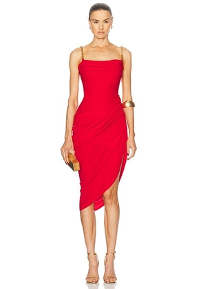 Carolina Herrera Chain Strap Midi Dress in Herrera Red - Red. Size 0 (also in ).