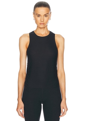 Beyond Yoga Featherweight Your Fit Shirred Tank Top in Darkest Night - Black. Size M (also in S, XS).