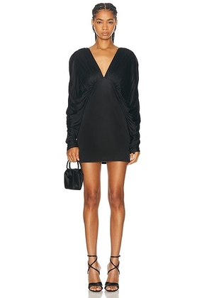 Atlein Draped V-neck Mini Dress in Black - Black. Size 40 (also in 36).