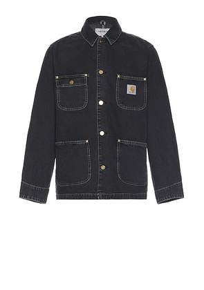 Carhartt WIP OG Chore Coat in Black Heavy Stone Wash - Black. Size XL/1X (also in M).