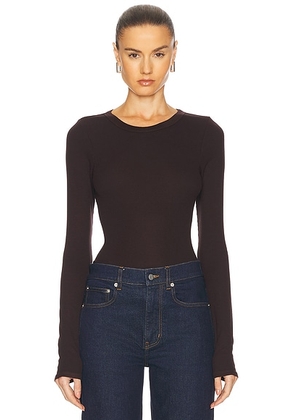 Enza Costa Silk Knit Long Sleeve Crewneck Top in Brown - Chocolate. Size M (also in S, XS).
