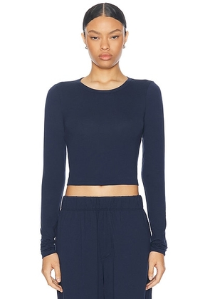 Eterne Long Sleeve Baby Tee in Navy - Navy. Size S (also in XS, XL).