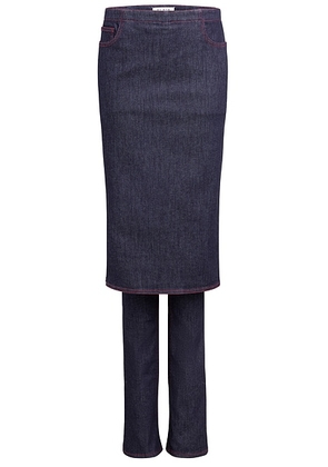 ALAÃA Straight Leg With Skirt Jeans in Bleu Fonce - Denim-Dark. Size 40 (also in 36).