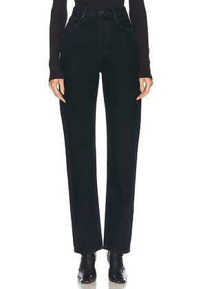 AGOLDE 90's Pinch Waist Long Jeans in Crushed - Black. Size 25 (also in 24, 26, 30).