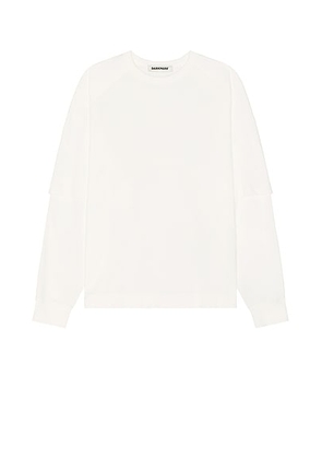 DARKPARK Troy Double Sleeve Tee in Washed White - White. Size M (also in S, L).